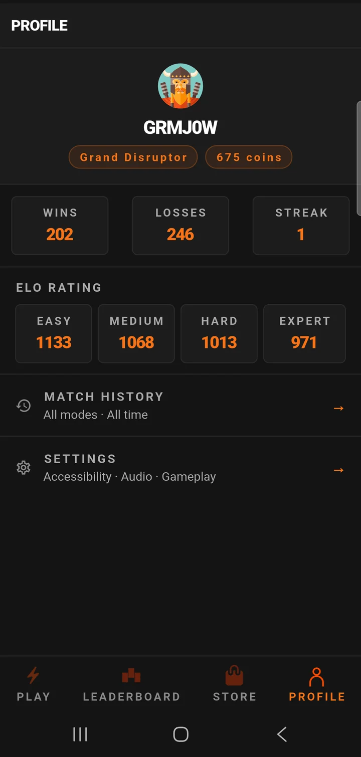 Profile screen