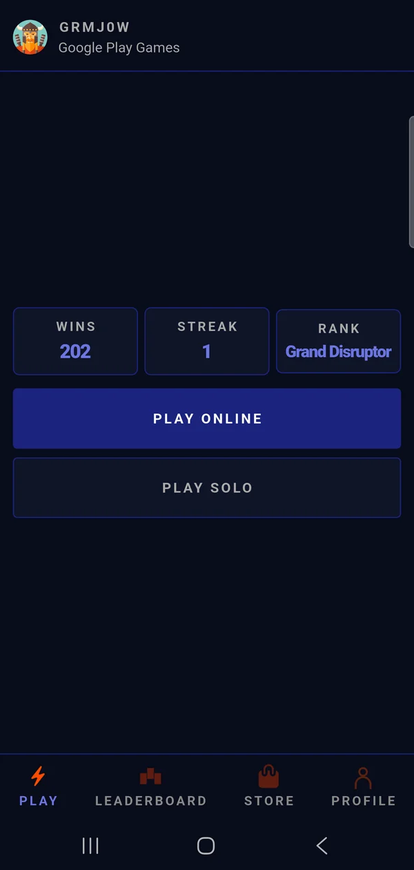 Midnight theme home screen
